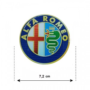 ALFA ROMEO ΑΥΤΟΚΟΛΛΗΤΑ ΣΗΜΑΤΑ ΖΑΝΤΩΝ 7,2 cm ΜΠΛΕ/ΧΡΥΣΟ ΜΕ ΕΠΙΚΑΛΥΨΗ ΣΜΑΛΤΟΥ  - 4 ΤΕΜ.